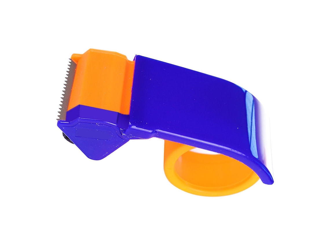 Dispensador de cinta adhesiva con cortador ajustable para cintas de 4,8 cm de ancho.