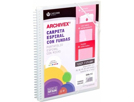 Carpeta de Clasificación CARCHIVO Archivex-Star Transparente A4 Espiral