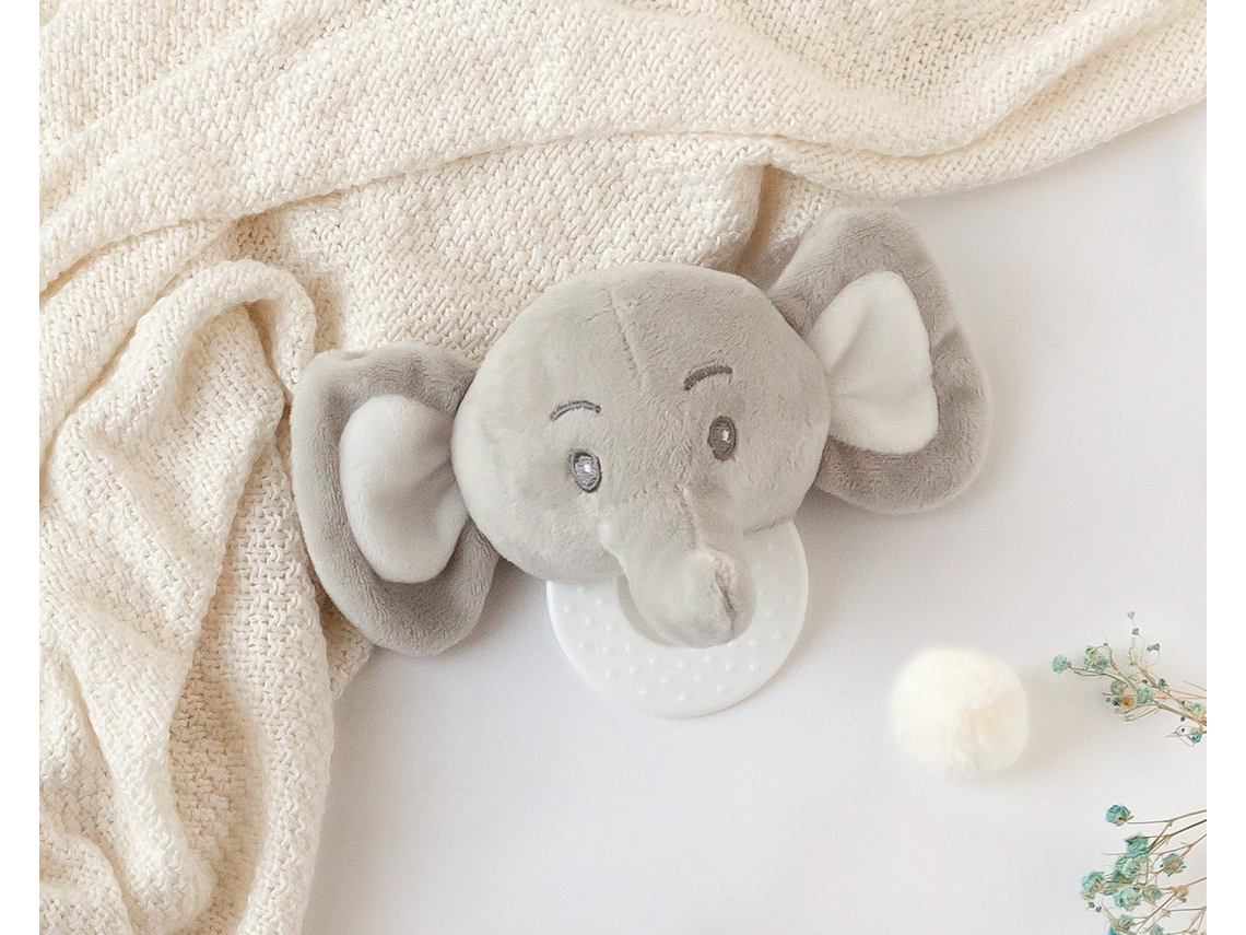 Mordedor de peluche elefante gris 13cm Kiokids