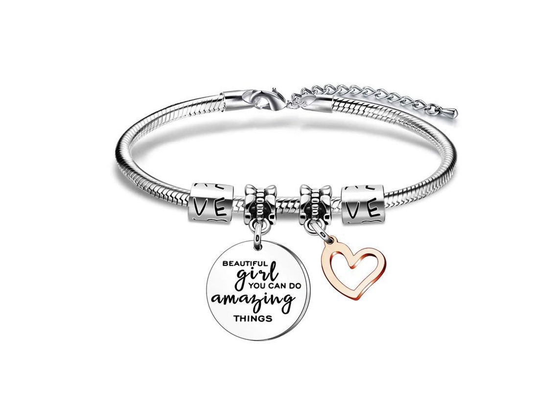 Regalo Para Mujeres Y Niñas, Pulsera Con Colgante Inspirador De Acero Inoxidable