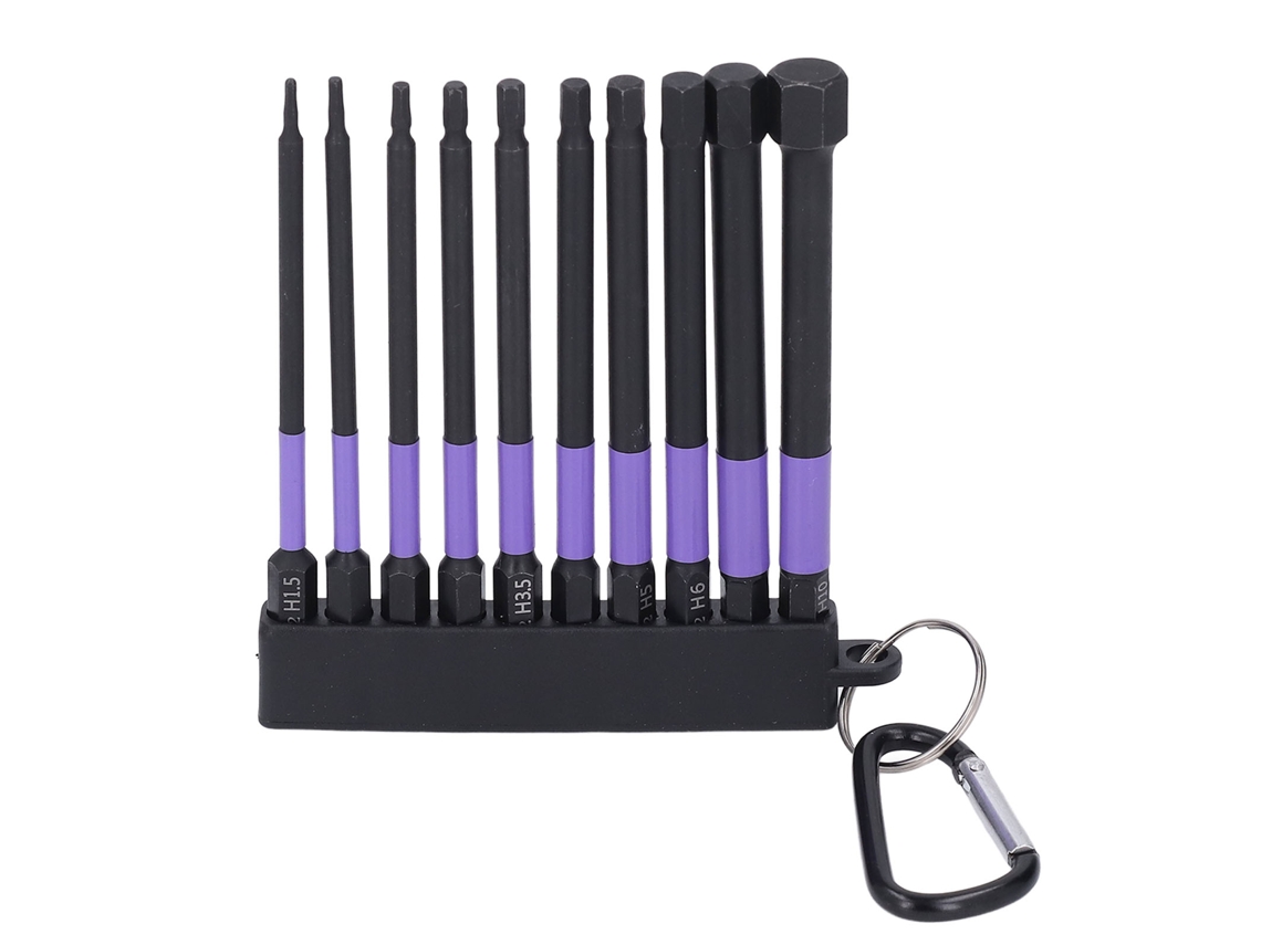 Set De 10 Brocas De Impacto Ts2 Acero Aleado 4in 100mm Violeta De Alta Resistencia Con Base Magnética