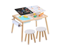 Mesa sensorial infantil completa con bancos, cajas, papel y almacenamiento Tekmaquinas