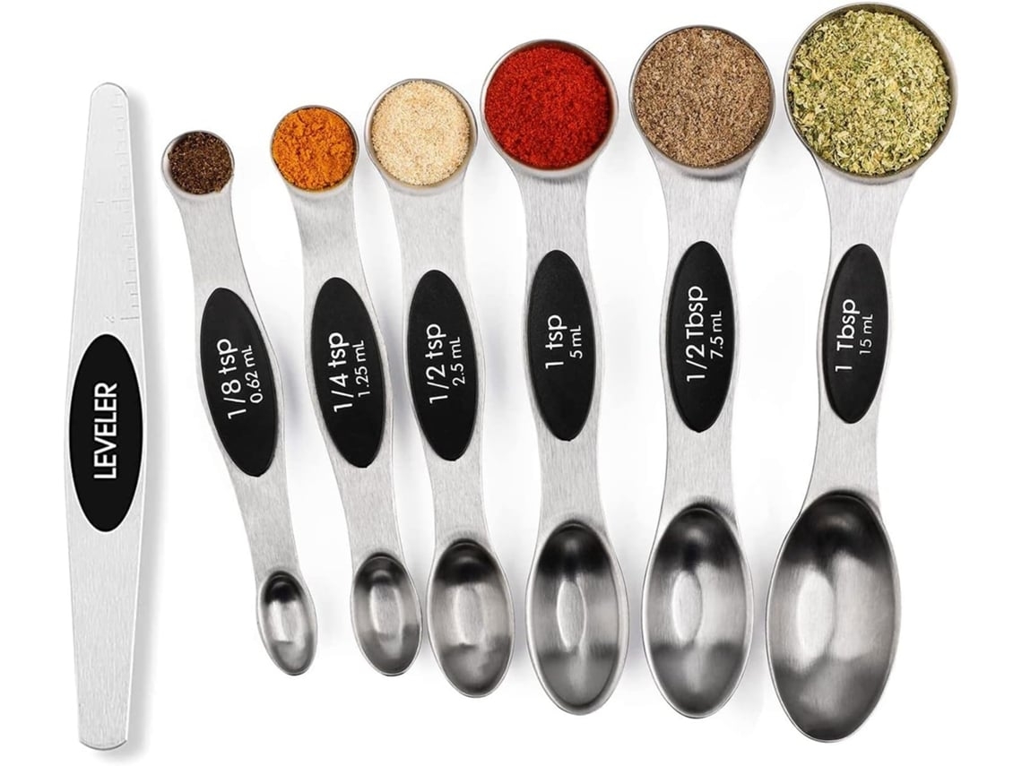 Juego de cucharas medidoras magnéticas de acero inoxidable Facpoet con nivelador.