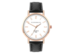 Reloj De Pulsera De Moda Para Mujer De Piel Sintética, Esfera Redonda, Reloj De Cuarzo Informal, Blanco/negro.