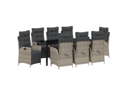 Maison Exclusive - Conjunto De Comedor De Jardín 9 Pcs Gris Claro Ratán Sintético