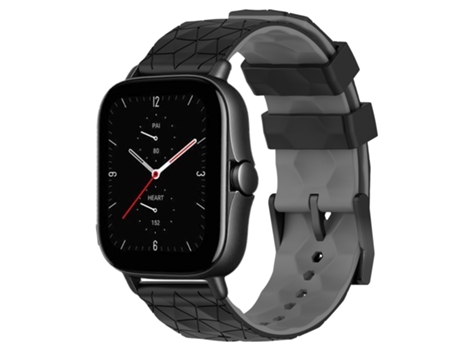 Correa de reloj inteligente para Amazfit GTS 2E 20 mm Textura de fútbol Correa de silicona bicolor (negro + gris)