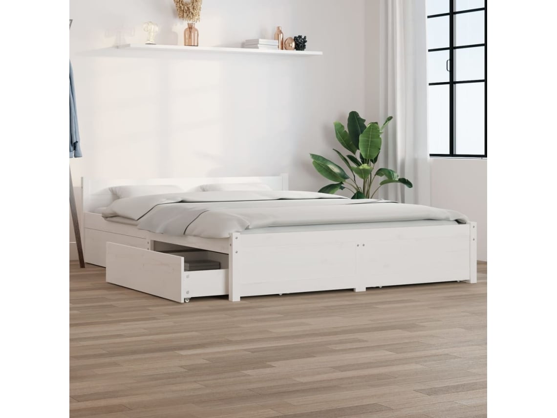 Estructura De Cama Con Cajones Blanco 160x200 Cm