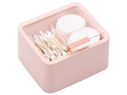 2026-dispensador De Cotonetes Con 2 Compartimentos Organizador De Baño Tarro De Plástico Rosa 5.7x5x3.2 Pulgadas