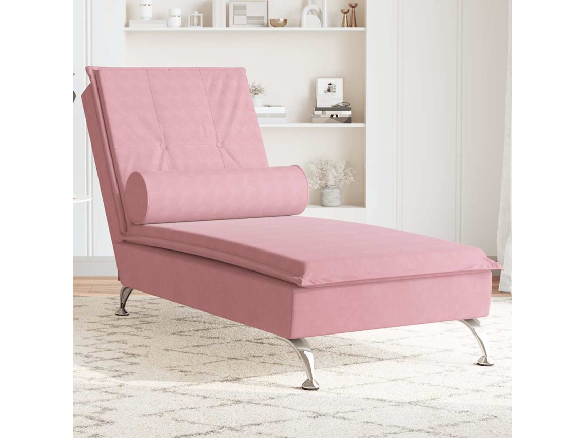 Sofá Divánsilla De Masaje Con Cojín De Terciopelo Rosa Wsd15892