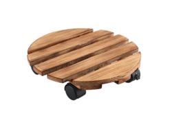Carro De Madera Para Plantas Con Ruedas Universales, Bloqueo De Seguridad, Soporta Hasta 80 Kg, Apto Para Uso Interior Y Exterior.