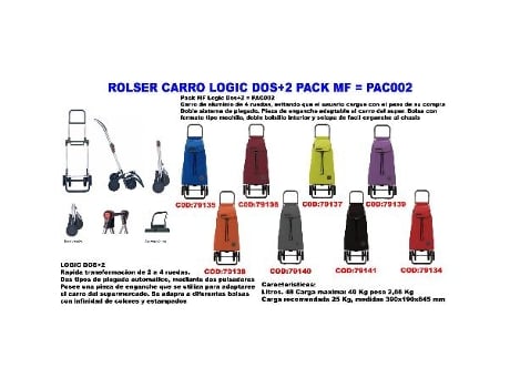 Rolser carro logic dos+2 pack mf plegable bassi pac002 imx005
