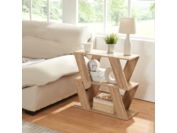 Mesa auxiliar Nome con 2 estantes aglomerado 60x22x57cm - Efecto roble [EN.CASA]