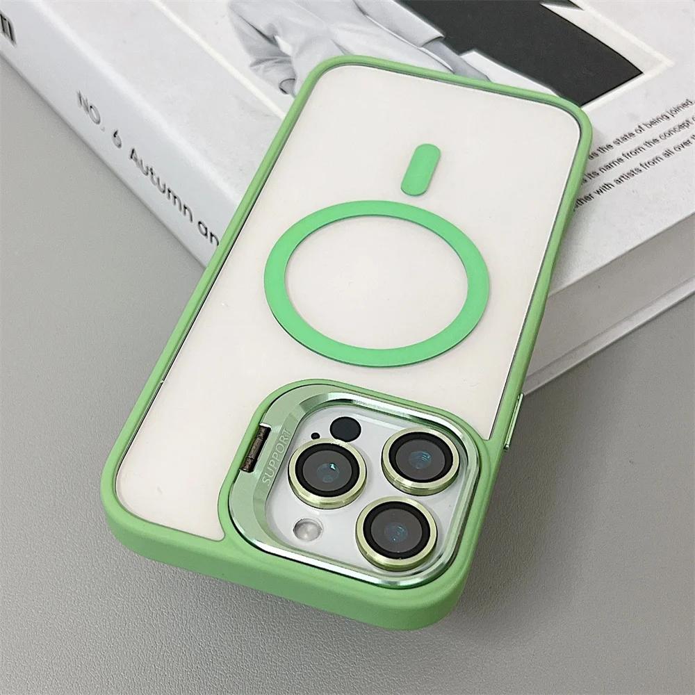 (iphone 13, Verde Claro) Funda Magnética A Prueba De Golpes Para Teléfono, Compatible Con Magsafe, Con Cubierta De Lente De Cristal.