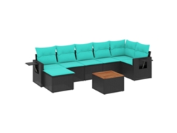 Maison Exclusive - Conjunto De Sofá De Jardín De 8 Piezas Con Cojines, De Poliratán Negro