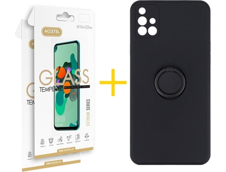 Carcasa + 2 Protectores de Pantalla para Samsung Galaxy A71 ACCETEL Negro