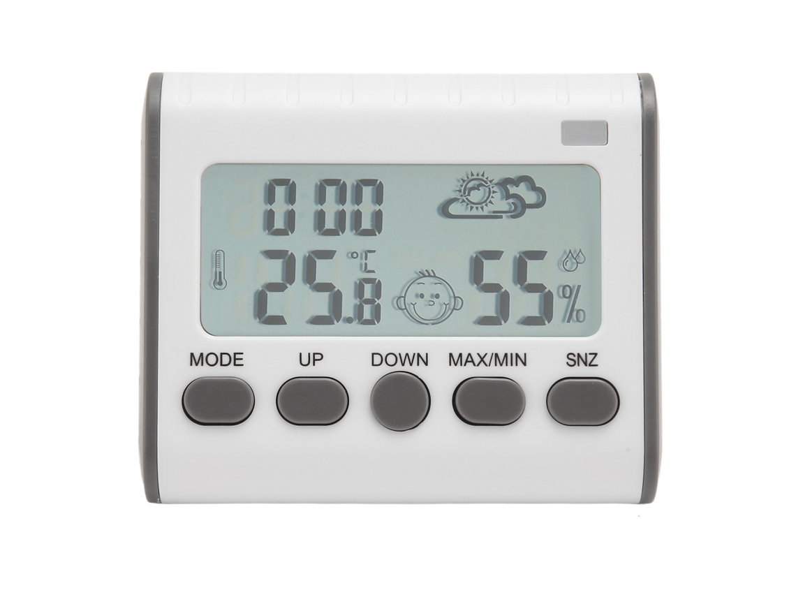 Termómetro, Higrómetro Y Reloj Digital Con Pantalla Lcd Clara Para Dormitorio U Oficina.