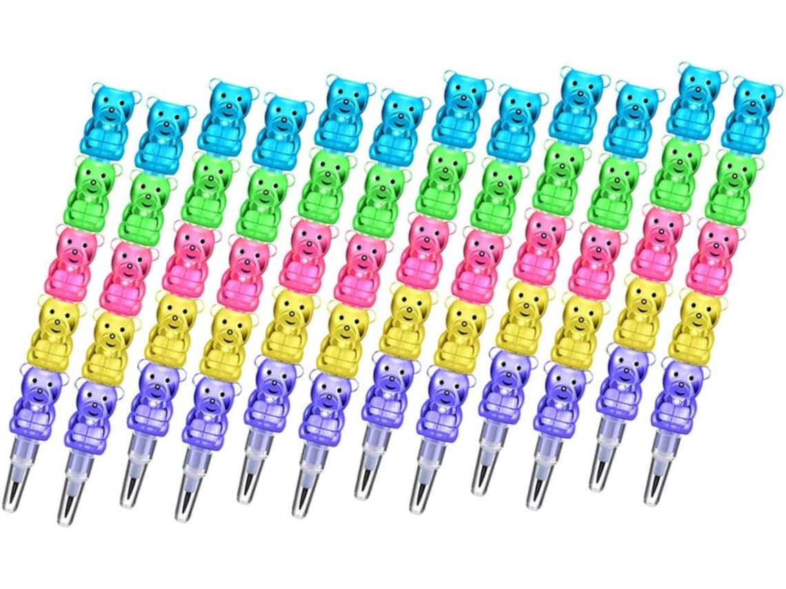 Lápices Apilables Con Diseño De Oso, Paquete De 24 Unidades, Para Niños Y Niñas, Material Escolar.