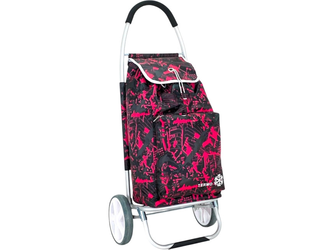 Carro de Compra Plegable Carro de Aluminio Superligero 50L Bolsa Impermeable e Isotérmica Rojo con Estampado COSHANO