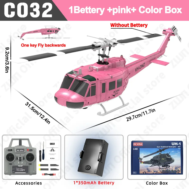 Helicóptero De Juguete Con Control Remoto (rosa), 2.4g, Giroscopio De 6 Ejes, 6 Canales