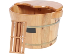 Bassine Baño De Pieds En Bois Cèdre Épais Couvercle Y Massage A Billes, Bassin Portátil 26l Pour