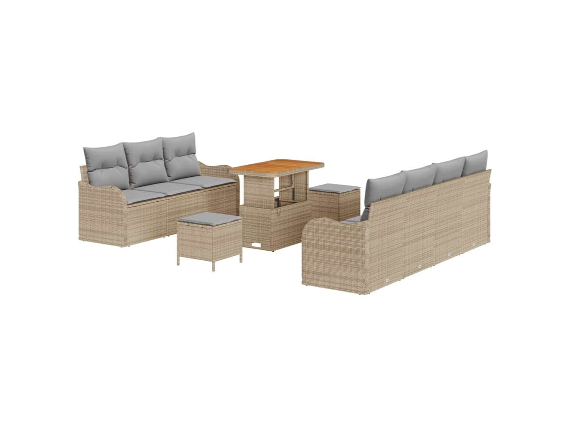 Maison Exclusive - Conjunto de sofás de jardín de 10 piezas en beige y gris claro