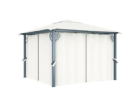 MAISON EXCLUSIVE Cenador con cortina color crema aluminio 300x300 cm