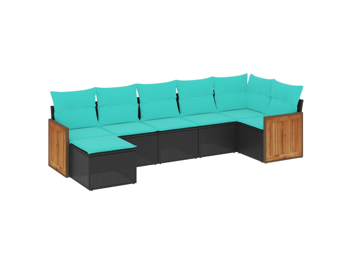 Maison Exclusive - Conjunto De Sofá De Jardín De 7 Piezas Con Cojines, De Poliratán Negro