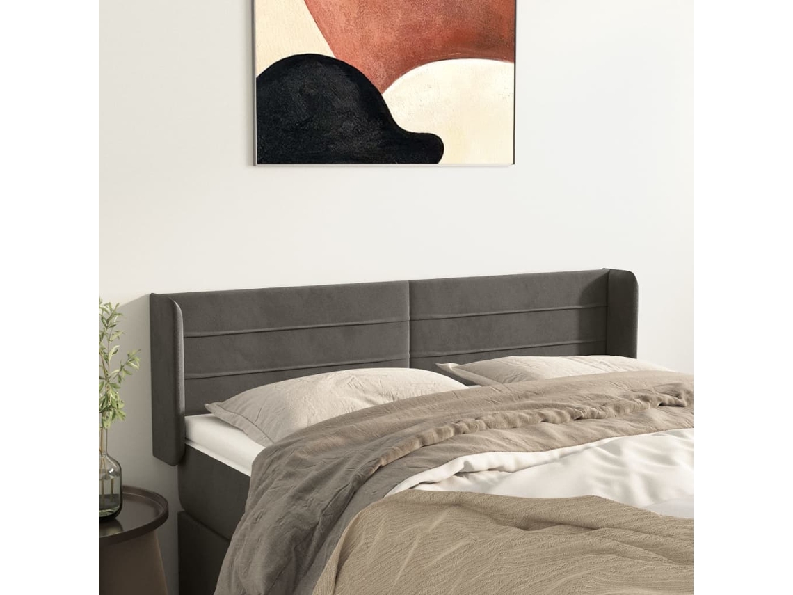 Cabecero De Terciopelo Gris Oscuro 147x16x78/88 Cm