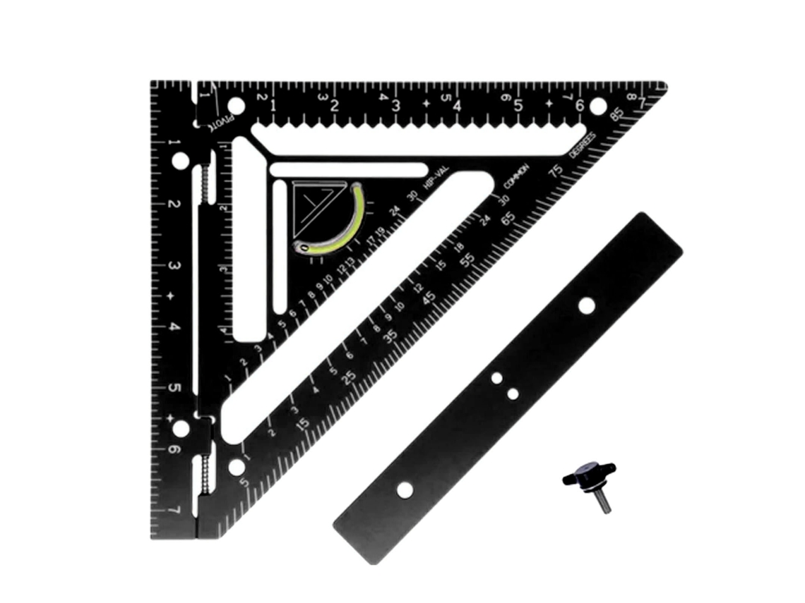 Regla Triangular De Escuadra De Carpintero Para Techos, Herramienta De Medición En Acrílico Negro.