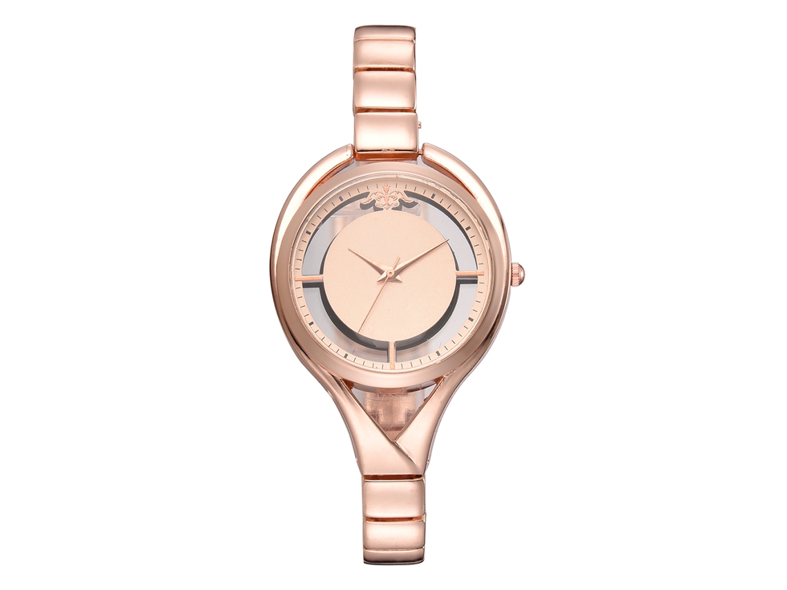 Reloj De Pulsera De Aleación Para Mujer, Sencillo Y Elegante, Con Movimiento De Cuarzo En Oro Rosa.