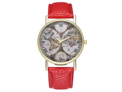 Reloj De Pulsera De Cuarzo Con Correa De Cuero Pu Zhoulianfa Moda (rojo) Unisex