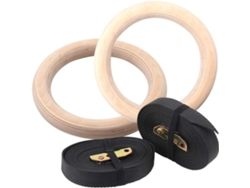 2X Anillos de gimnasia Anillos de gimnasia de madera Anillos de gimnasia con correas de nylon ajustables