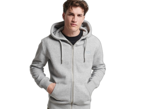 Sudadera con Capucha Vintage de Hombre SUPERDRY Cremallera Bordado Logo Gris (2XL)