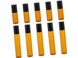 Juego De 10 Piezas De Botellas De Vidrio Tintado De Color Marrón Y Recipientes Herméticos Para Aceites Esenciales.
