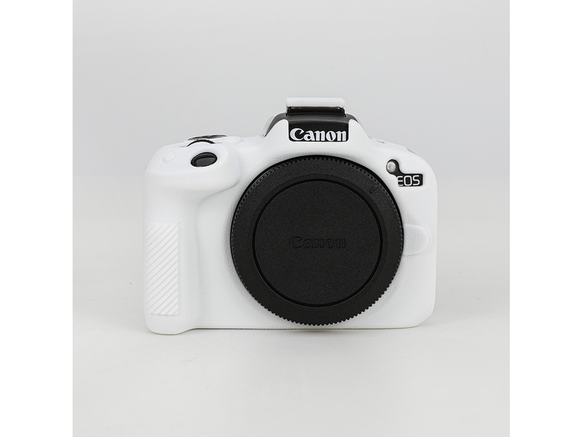 Funda de silicona HEXINYIGJLY para Canon R50, ligera, antiarañazos, con acceso completo al trípode, color blanco.