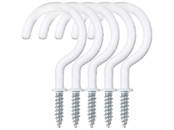 Ganchos para tazas Fastst, 30 unidades de ganchos de tornillo con revestimiento de plástico blanco para colgar tazas, resistentes y duraderos. CUIDADO