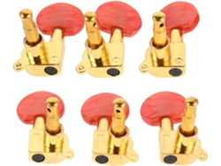 Juego De 6 Clavijas De Afinación Para Guitarra Acústica Con Botones Ovalados De Nácar Rojo.