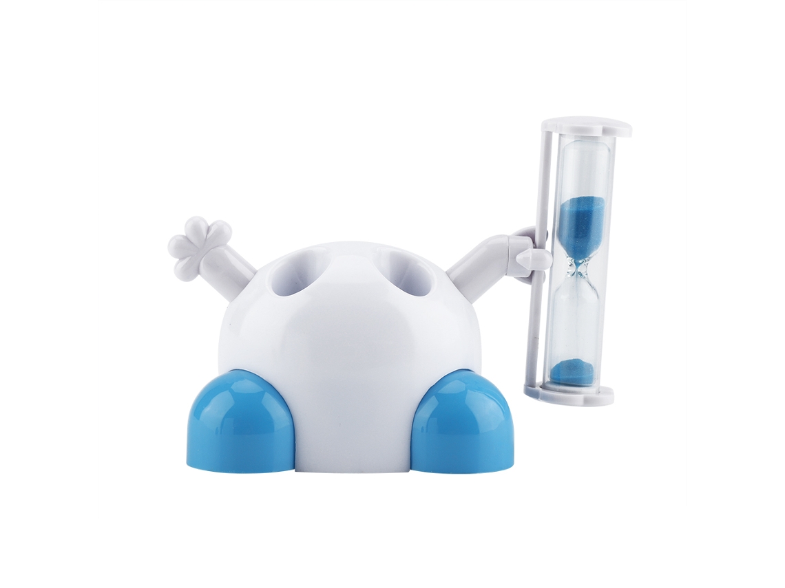 Soporte Para Cepillos De Dientes Infantil Con Temporizador De Reloj De Arena, 3 Minutos, Animado, Azul.