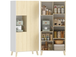 Armário de cozinha de 170cm ZENCORE SERVICES, modelo moderno, compartimento aberto, prateleiras ajustáveis, acabamento em madeira natural