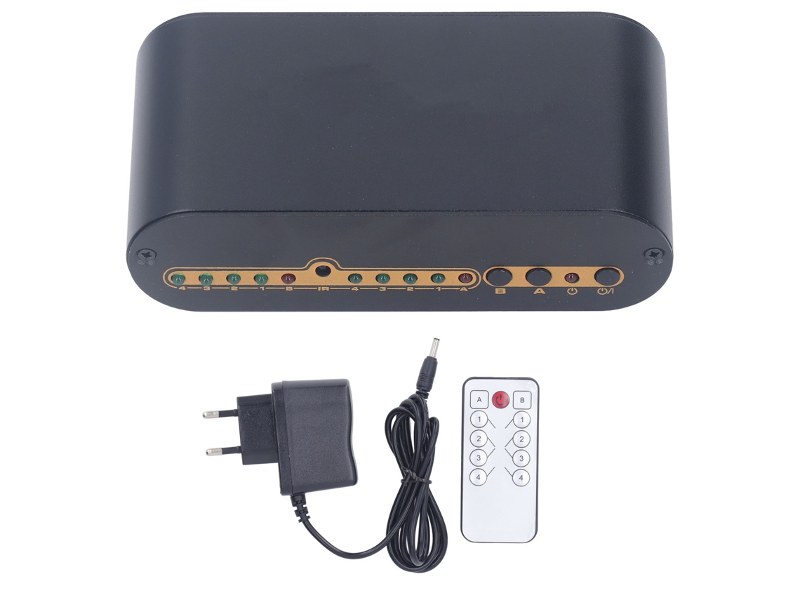 Conmutador De Audio Óptico Digital Spdif 4x2 Con Mando A Distancia Por Infrarrojos, Enchufe Europeo De 100-240 V.