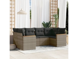 Conjunto de sofá de jardín con cojines de mimbre gris, Dkd Home Decor