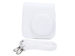 Funda protectora de cuero sintético Facpoet para minicámara Instax Mini 7 con correa ajustable para el hombro (blanca)