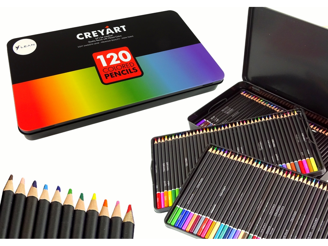 Juego de 120 crayones de cera para artistas en recipiente metálico B.active