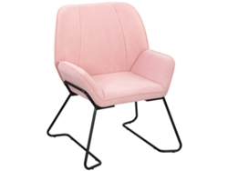 Sillón De Salón Aterciopelado Con Asiento Amplio Y Patas De Metal Rosa.
