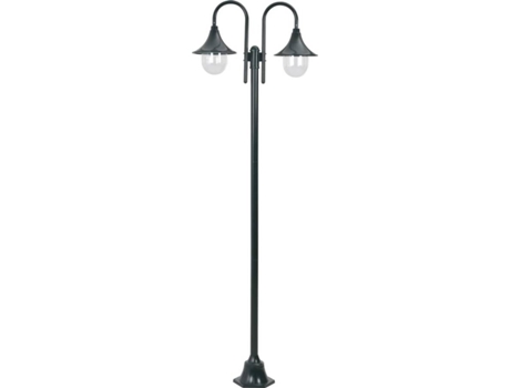 vidaXL Farola de jardín con 2 luces aluminio verde oscuro E27 220 cm
