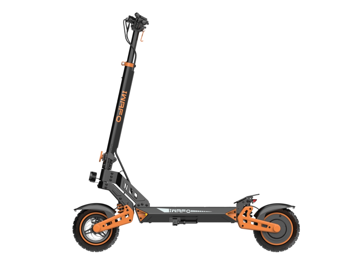 El patinete eléctrico plegable Is2 Max Orange viene con un motor de 1200 W, una batería de gran capacidad de 52 V y 20 Ah, pantalla LED y freno de disco doble Iwafo.