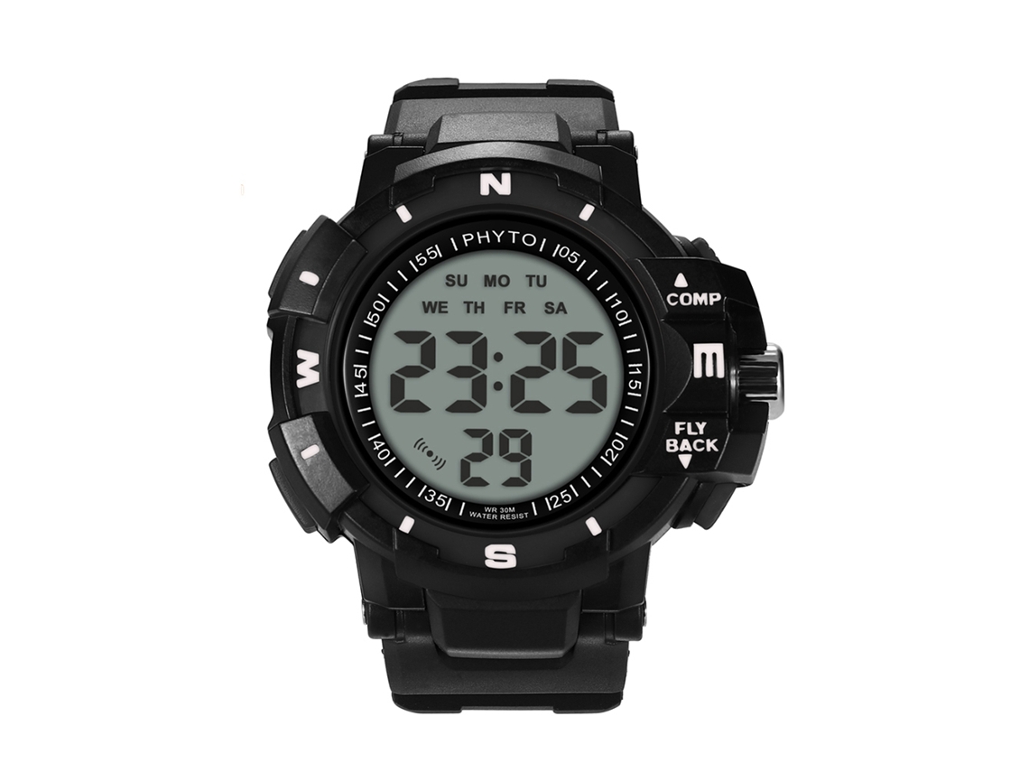 Reloj Deportivo Electrónico Para Hombres Con Espejo De Cristal Y Pantalla Digital Casual (negro)