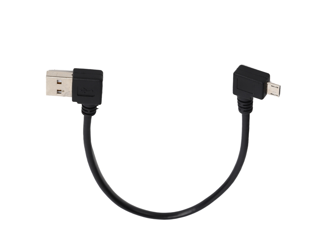 Cable De Datos Usb-a A Micro Usb Macho Con Conector En Ángulo Recto, 24 Cm, Negro