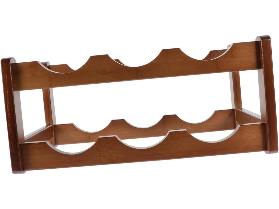 Botellero decorativo de madera maciza con dos niveles para botellas, soporte estable para botellas. CHABERLU