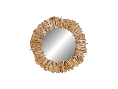 Espejo de pared DKD HOME DECOR Natural Cristal Abeto Alpino Acabado envejecido 60x4x60 cm